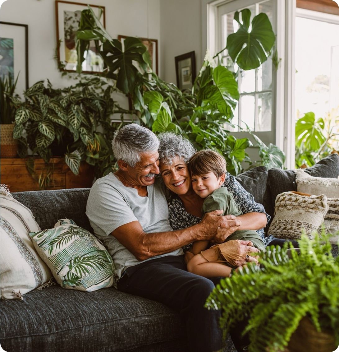 Family relaxing at home